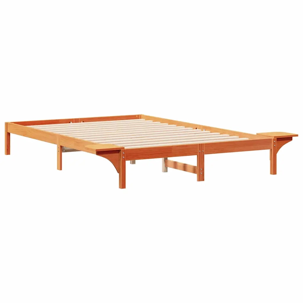 Letto con Tavolini Laterali Marrone cerato 140 x 210 cm