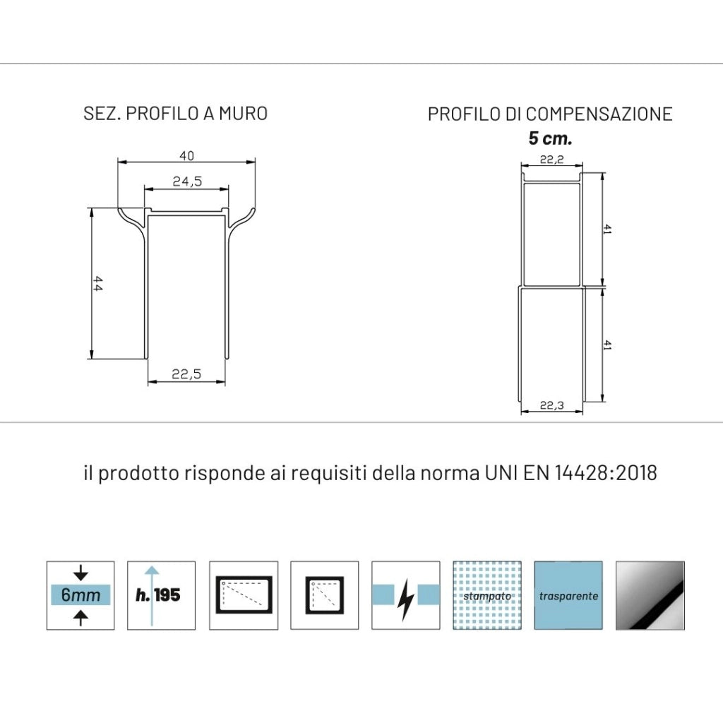 Porta nicchia doccia pieghevole modello edera cristallo temperato 6 millimetri *** misure 97-100xh195 cm trasparente,...