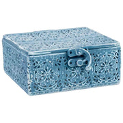 Scatola in metallo blu 12.5x12.5x6h cmh cm