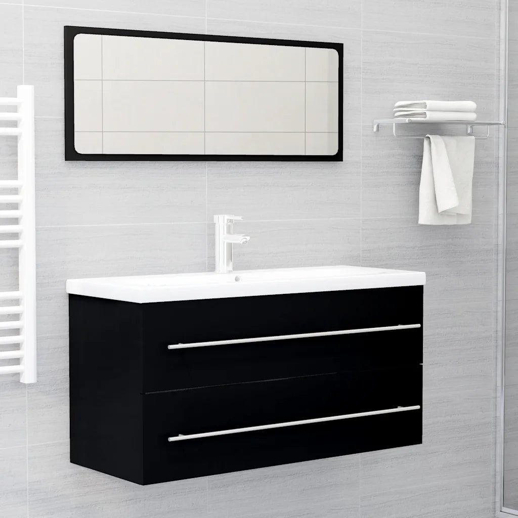 Mobile Lavabo | Armadio Lavabo Nero 100x38,5x48 cm in Legno Multistrato