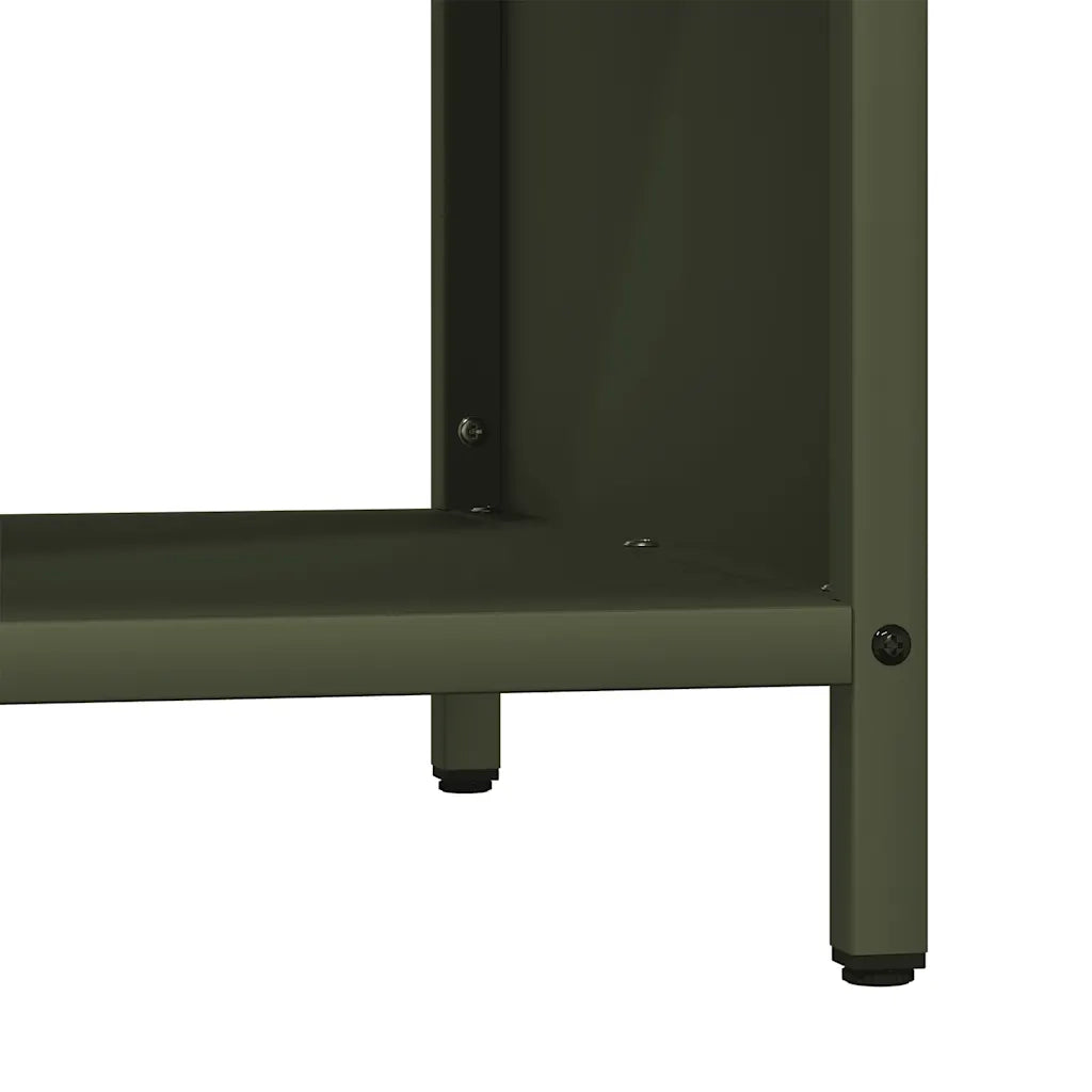 Rastrelliera Legna da Ardere con Piano Verde Oliva 100x40x60 cm 864258