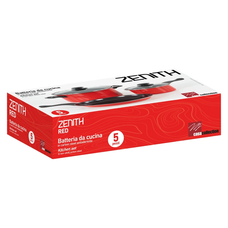 Set di 4 Batteria 5 Pz Zenith Red In Carbon Steel