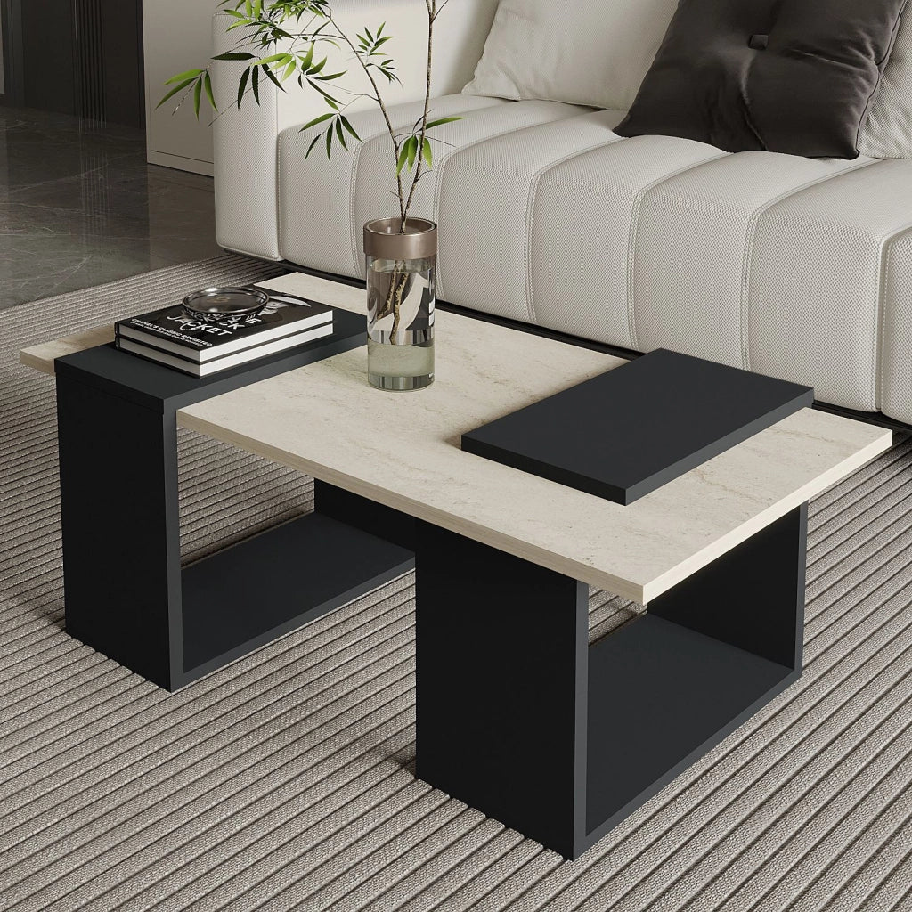 Tavolino in legno "Matris" - 90 x 46 x 37 cm - Grigio antracite