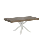 Tavolo allungabile 90/194x90 cm Clerk Premium tortora gambe bianche