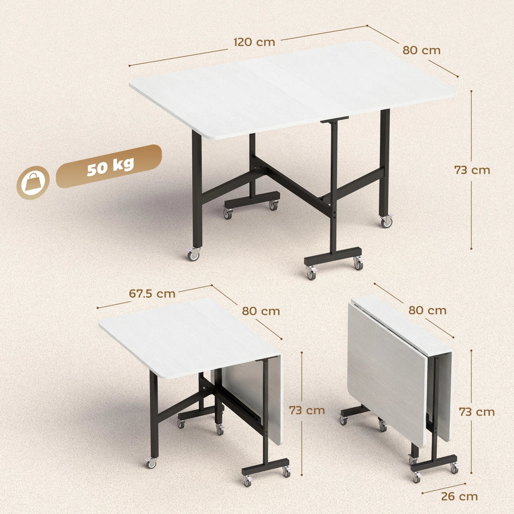 Tavolo Pieghevole Allungabile per 4-6 Persone ¨C Zephmum ¨C Bianco Legno 120x80x73 cm