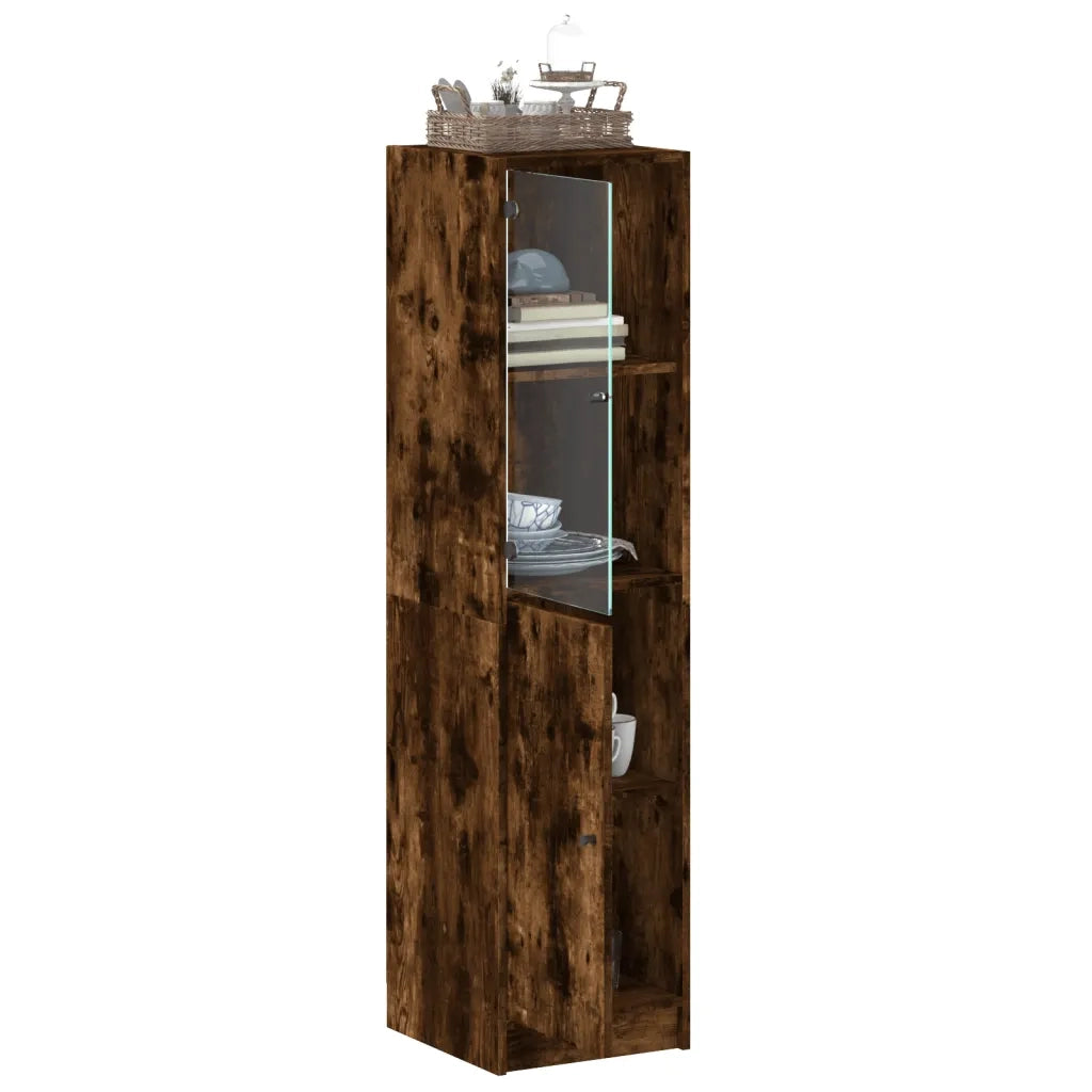 Credenza con Anta-Buffet-Armadio da cucina in Vetro Rovere Fumo 35x37x142 cm