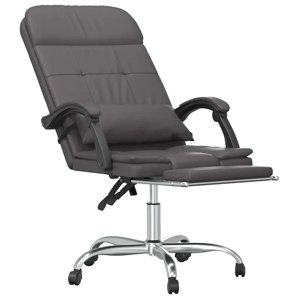 Sedia per studi-Poltrona da Ufficio Massaggiante Reclinabile Grigio Similpelle 464565