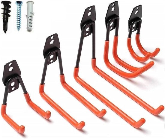 Set di 8 Haken per Garage in Acciaio con Verniciatura Anti-slip per l'Appoggio di Strumenti in Garage