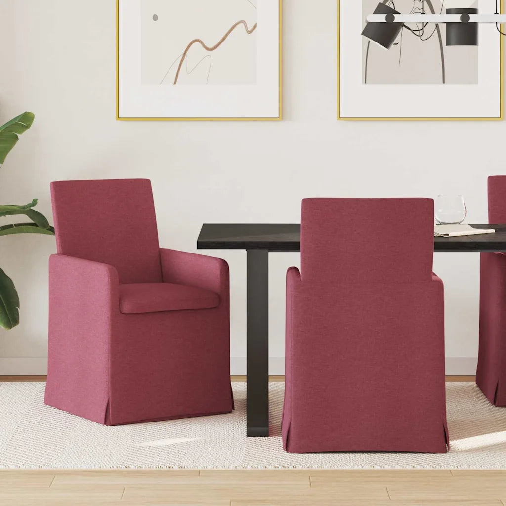 Sedie da pranzo 2 pz | Sedie da cucina Rosso vino 57 x 67 x 95 cm Tessuto