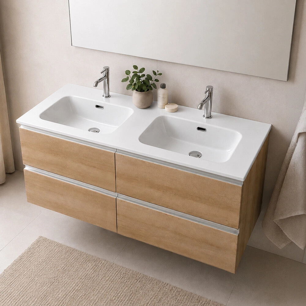 Lavabo doppio ad incasso 120x46 in ceramica bianco