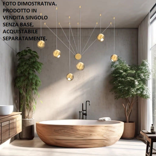 NEMO-OS Sospensione 1 luce senza base  attacco GU10 lampadina inclusa colore ottone spazzolato diametro 12cm