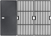 Piatti Grill in Acciaio Fuso - 3 Pezzi - 43 x 21 cm - Adatto per Barbecue a Gas - Buona Conduttività Termica - Perfette Marcature di Cottura - Griglia per Barbecue