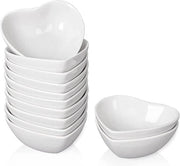 Set di ciotole per salse in forma di cuore, piatti per salse in ceramica, contenitori per salse da 1 oz, contorni per barbecue, spezie, antipasti, dessert, sushi, party e bar, bianco, 12 pezzi