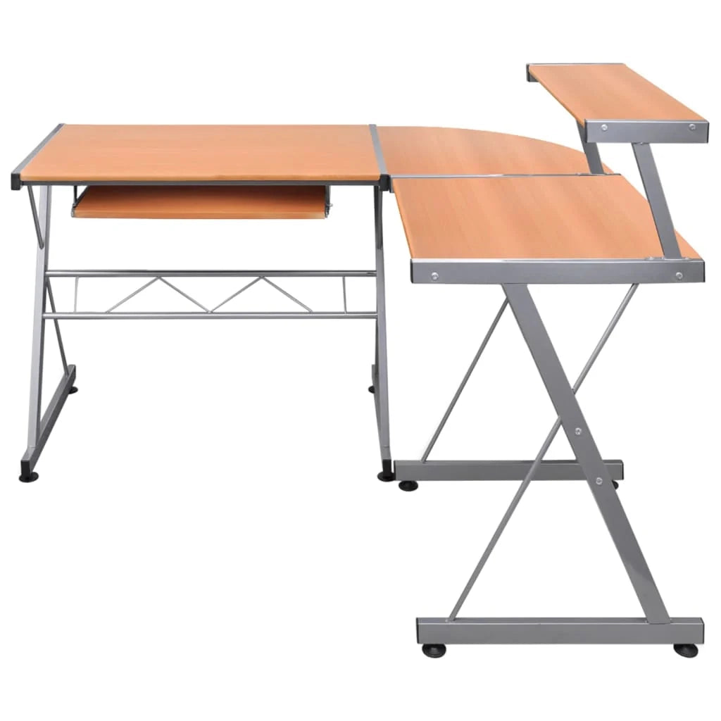 Scrivania angolare per computer/postazione di lavoro/tavolo da studio/scrivania per computer/tavolo da studio 132 x 112 x 99 cm legno ingegnerizzato marrone 02_0023731