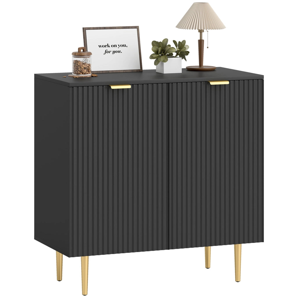 Credenza con 2 Ante e Ripiano ¨C Xylo ¨C Nero Metallo 80x40x80 cm
