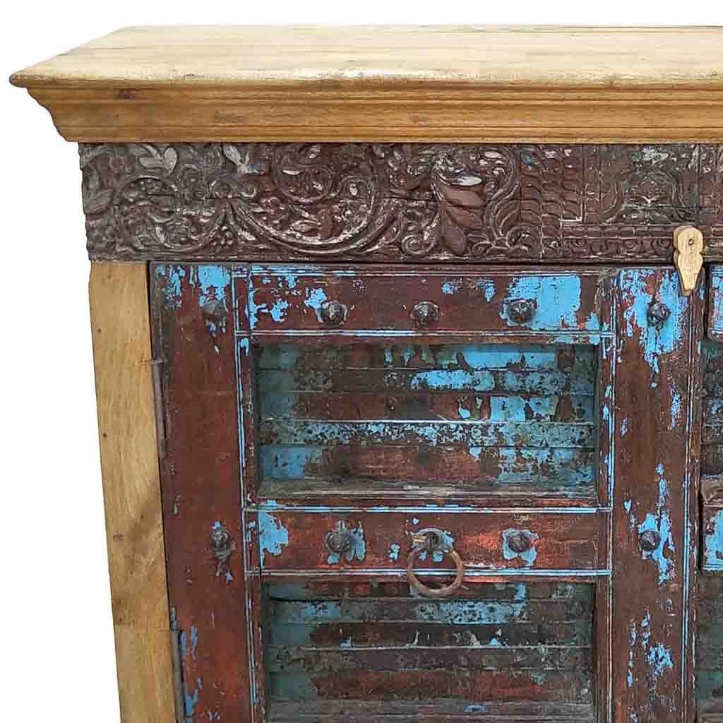 Credenza in legno artigianale 117x42x92h marrone