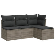 Set Divani da Giardino 4 pz | Set Salotto da Giardino con Cuscini in Polyrattan Grigio