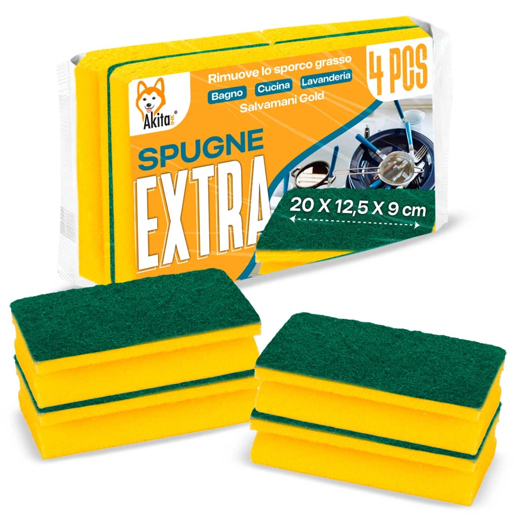 Spugne XXL Antibatteriche Akitaink 4pz 20x12,5x9 cm