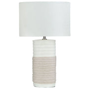 Lampada da tavolo Lampada da comodino con paralume in lino con base in ceramica beige