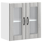 Pensile da Cucina | Mobile da Cucina con Porta in Vetro Lucca Grigio Sonoma