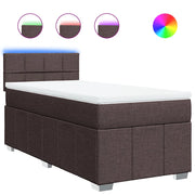 Letto singolo | Letto per adulti | Giroletto a Molle con Materasso Marrone Scuro 90x200 cm Tessuto