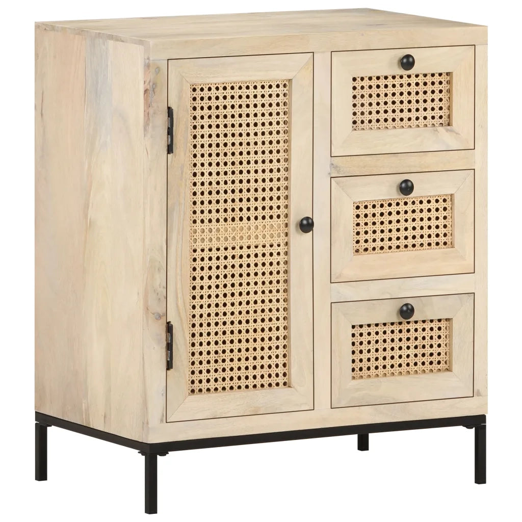 Credenza 60x35x70 cm Legno Massello di Mango e Canna Naturale 323508