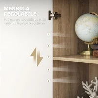 Credenza Moderna con 3 Armadietti e 2 Cassetti, in Legno, 106x35x76 cm, color Legno