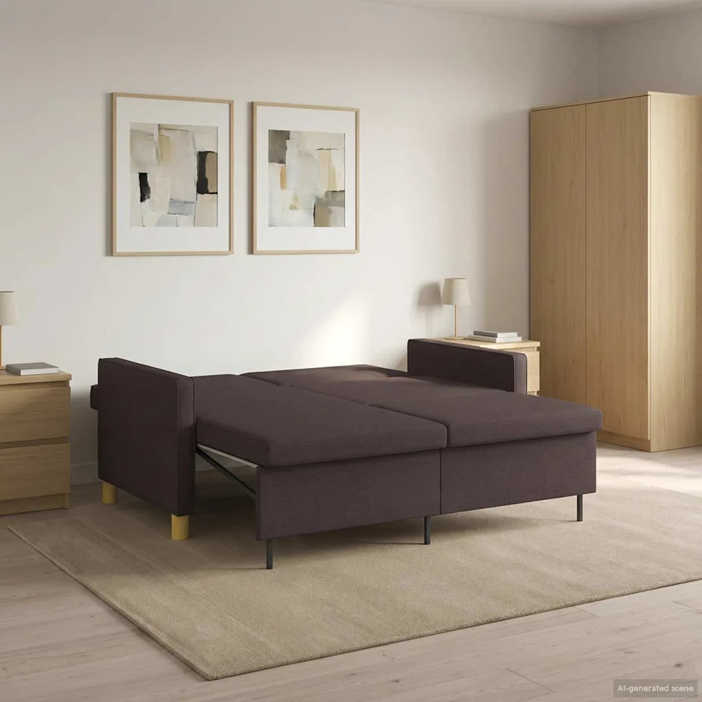 Divano letto | Sof¨¤ letto | Letto singolo Estraibile Marrone Scuro Tessuto