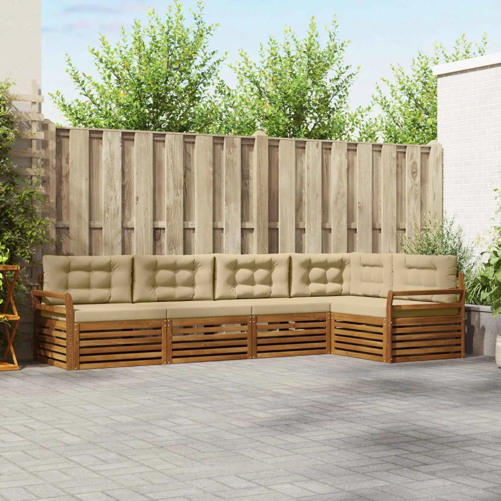 Set di divani da esterno con cuscino 5 pcs Naturale e Beige