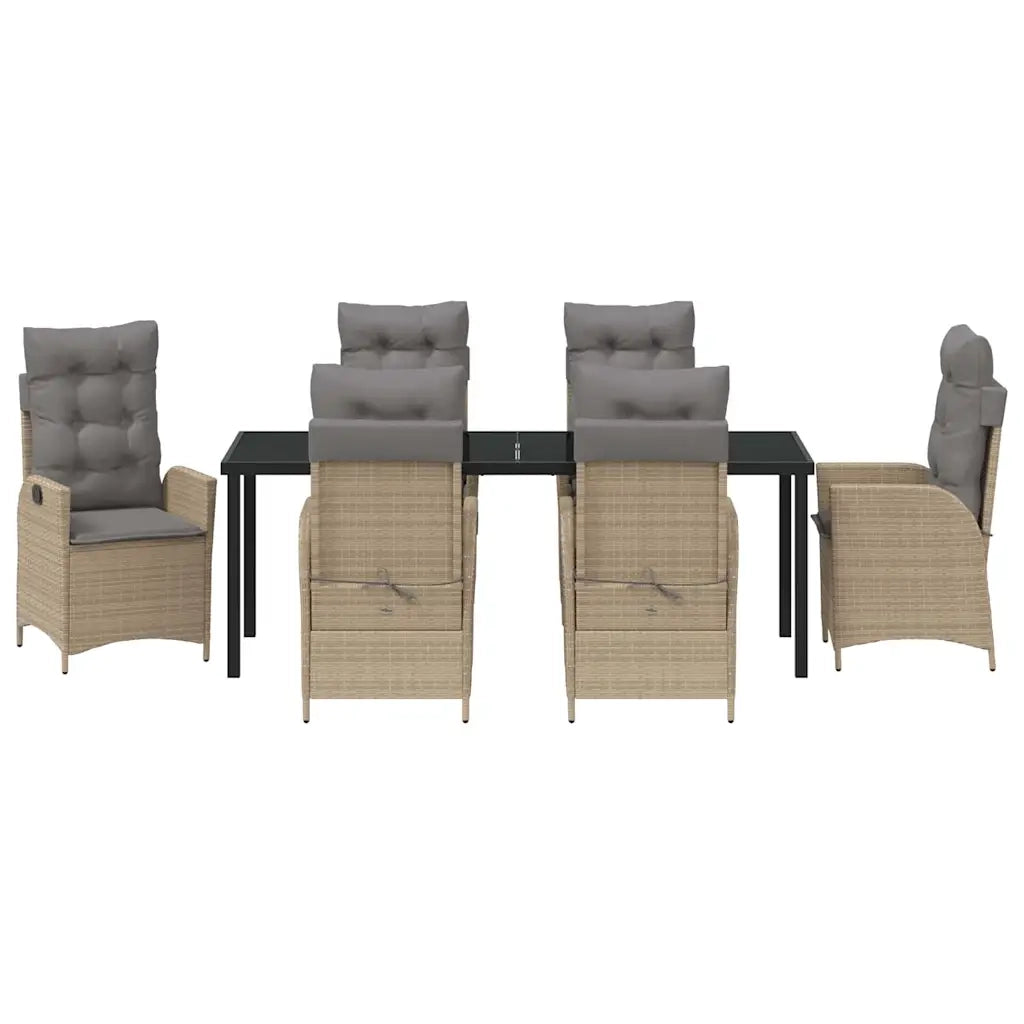 Set da Pranzo per Giardino con cuscino 7 pcs Beige polyrattan 3380517