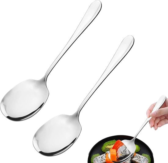 Set di 2 Serventi in Acciaio Inossidabile con Manici Lungi per Varie Portate