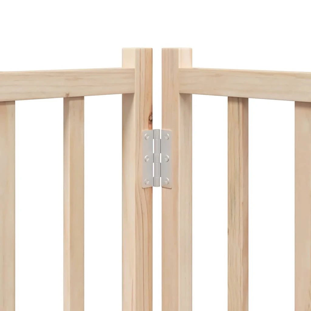 Cancelletto di sicurezza per cani con porta pieghevole 6 pannelli legno di pioppo marrone 02_0023027