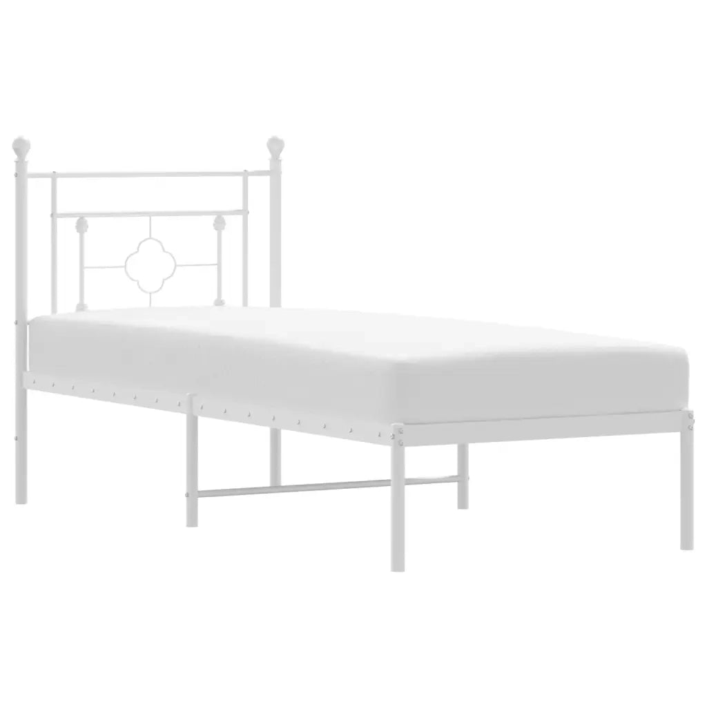 Giroletto con Testiera-Struttura Letto con testiera Metallo Bianco 80x200 cm 590085