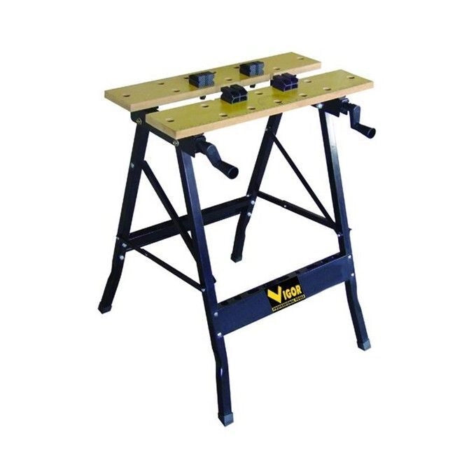 Vigor VLB-150 Banco da Lavoro Richiudibile Acciaio Verniciato Piano MDF 150 Kg 60x64x78 cm
