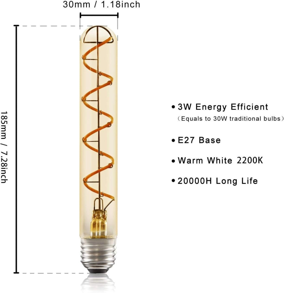 ZMH Lampadina LED Edison tubolare vintage E27 4W bianco caldo