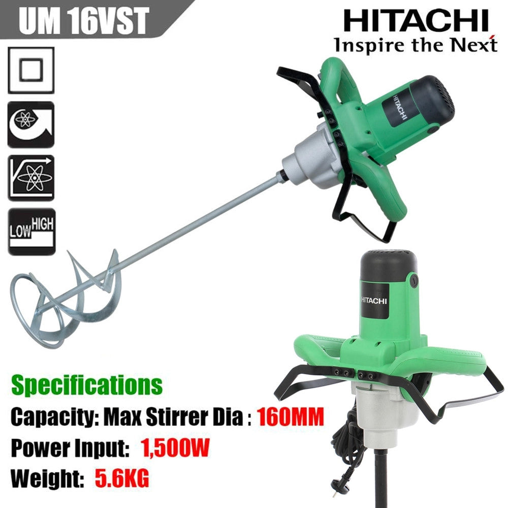 Trade Shop - Trapano Miscelatore Um16vst Hitachi Dotato Di Frusta Da 160mm. 1500w Elettronico -