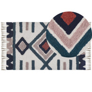 Tappeto di cotone Multicolore con motivo geometrico fatto a mano 80 x 150 cm