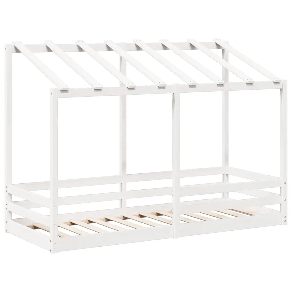 Letto per Bambini | Letto Infantile | Lettino con Tetto Bianco 75x190cm Legno Massello Pino