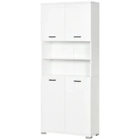 kleankin Mobile Bagno in Truciolato Bianco con 2 Armadietti con Ante e 2 Ripiani Aperti, 80x33.5x190 cm