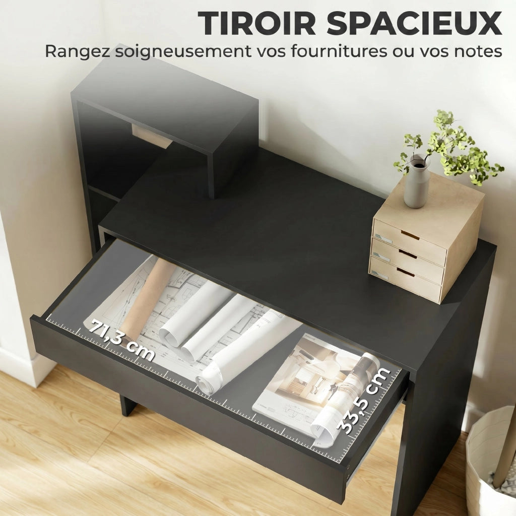 Scrivania con cassetto e scaffali ¨C Zephmum ¨C Nero 100x40x90 cm