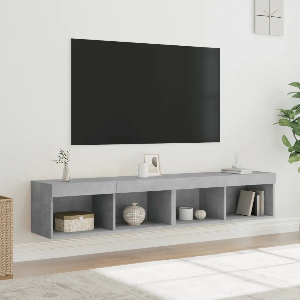 Mobili TV con Luci LED 2pz Grigio Cemento 80x30x30 cm 837148