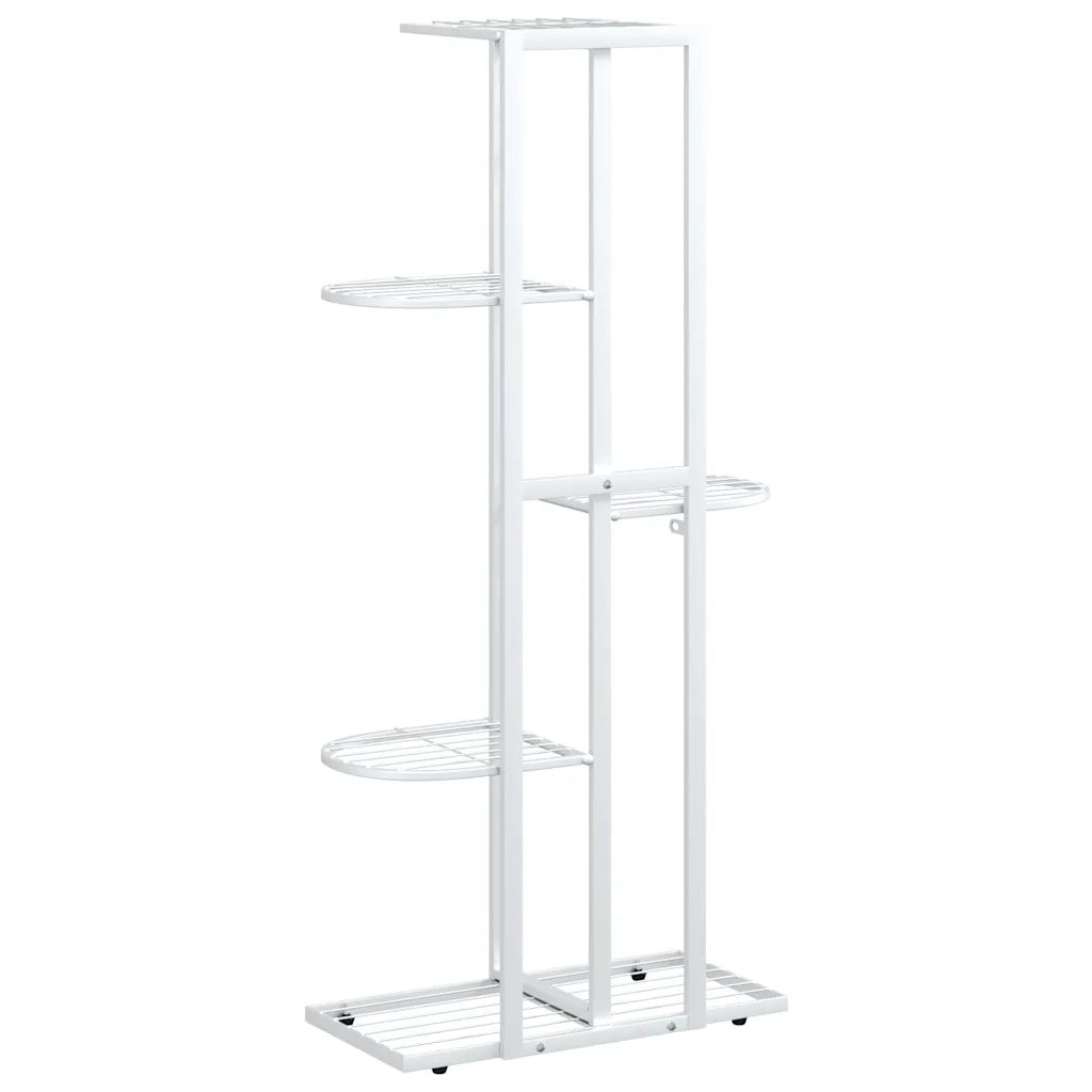 Piedistallo per Piante a 5 Piani 43x22x98 cm in Metallo Bianco 336111