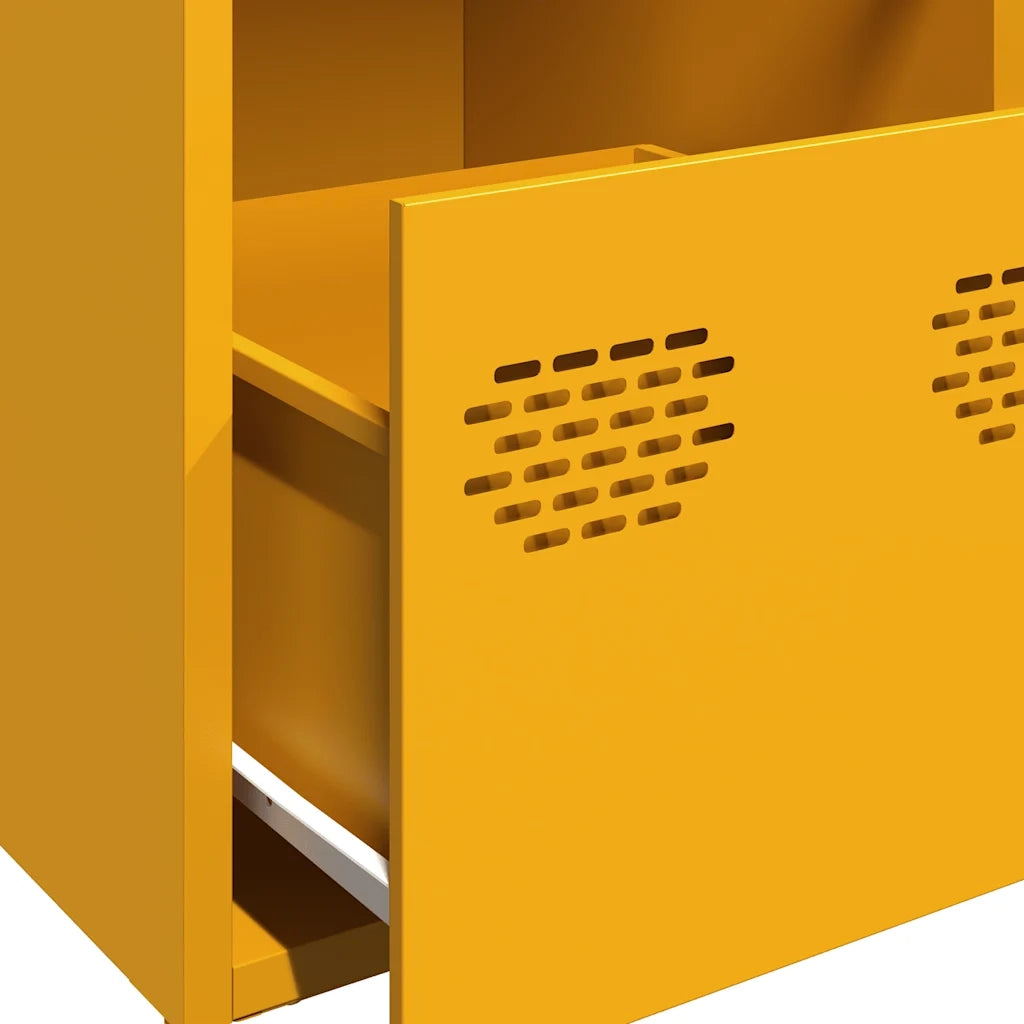 Credenza | Madia | Buffet da pranzo | Armadio da pranzo Giallo Senape 101,5x39x73,5 cm Acciaio Laminato Freddo