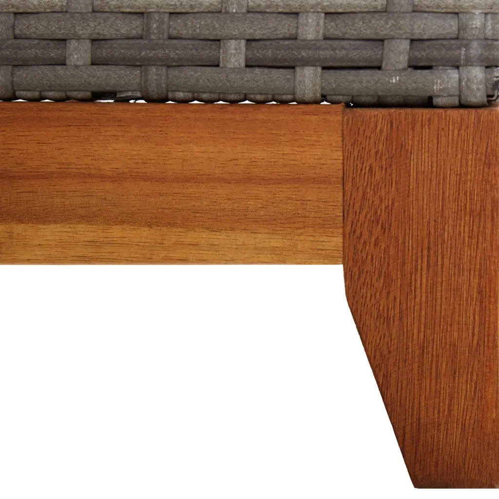 Lettino Prendisole Polyrattan e Legno Massello di Acacia Grigio