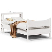 vidaXL Giroletto con Testiera Bianco 90x200 cm Legno Massello di Pino