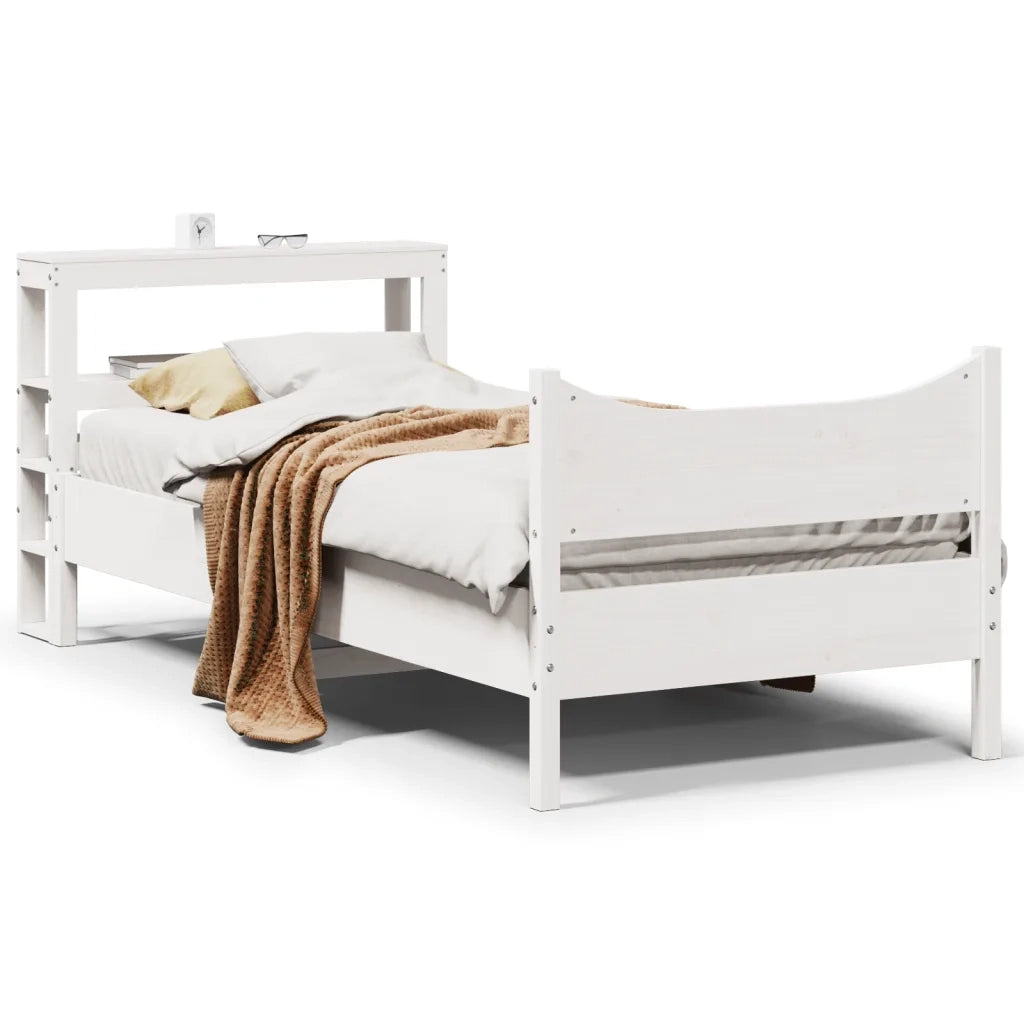 vidaXL Giroletto con Testiera Bianco 90x200 cm Legno Massello di Pino