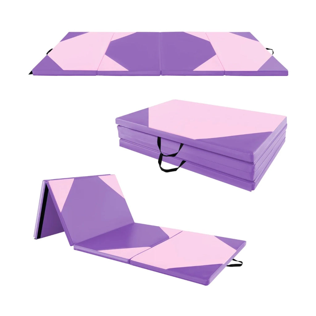 Tappetino da ginnastica pieghevole 300 x 117 x 5 cm imbottitura in schiuma EPE assorbimento degli urti design moderno in PU viola 20_0014238