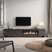 Mobile TV Soggiorno, 288x35x57cm, TV di grande formato, Camino elettrico XXL, Design industriale, Nero RF3612