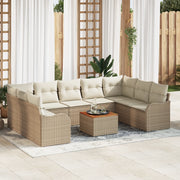 Set di divani da giardino  10 pezzi con cuscini Beige Polyrattan Acacia