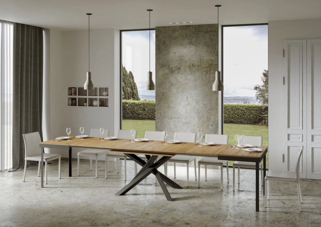 Tavolo allungabile 90x120/380 cm Volta Evolution Quercia Natura telaio Antracite